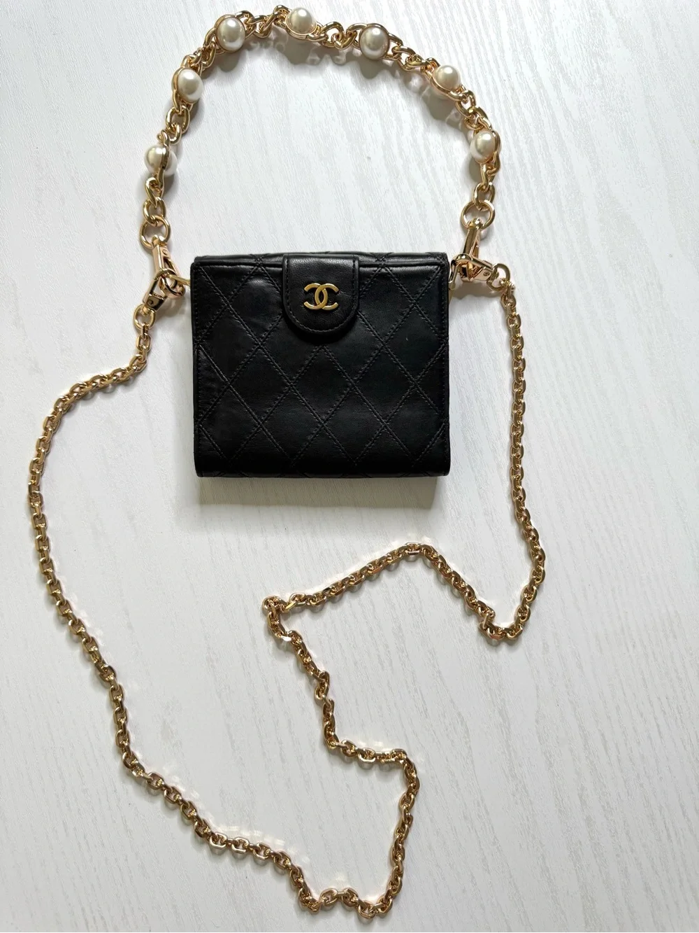 Authentic Vintage Chanel CC Wallet on Chain Black Quilted Leather Crossbody Bag - Picture 11 of 16